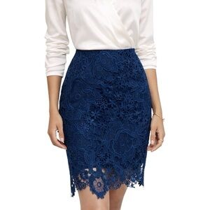 High Waist Floral Lace Pencil Skirt